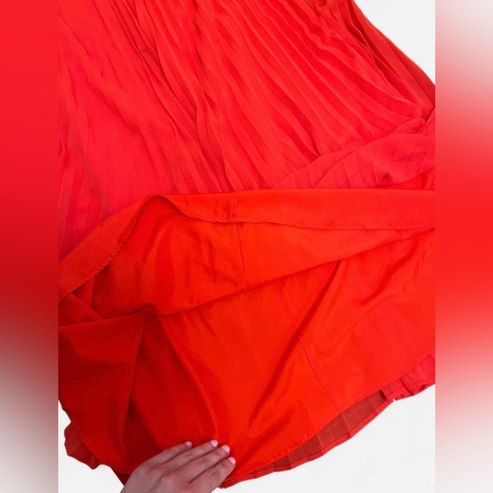 Ann Taylor Orange Red Pleated Lined Flowy Maxi Skirt Women’s Size 2 - Picture 5 of 5